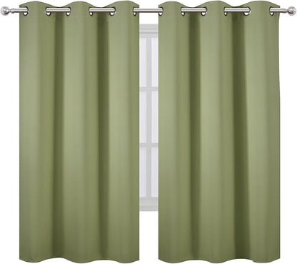 LEMOMO Sage Green Thermal Blackout Curtains/38 x 63 Inch/Set of 2 Panels Room Darkening Curtains for Bedroom