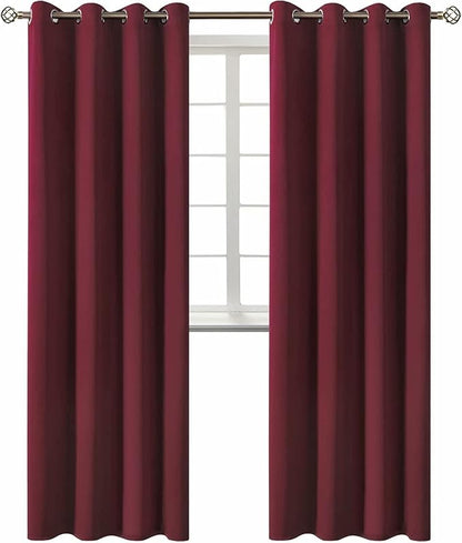BGment Blackout Curtains for Living Room - Grommet Thermal Insulated Room Darkening Curtains for Bedroom, 2 Panels of 52 x 95 Inch, Burgundy