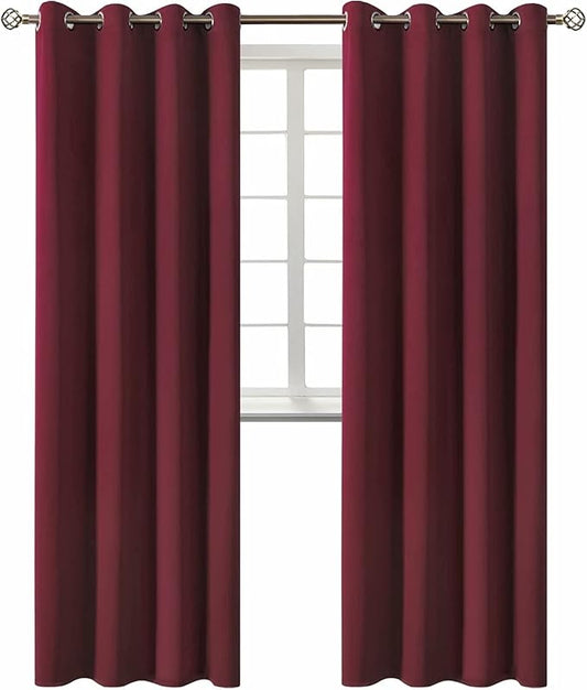 BGment Blackout Curtains for Living Room - Grommet Thermal Insulated Room Darkening Curtains for Bedroom, 2 Panels of 52 x 95 Inch, Burgundy