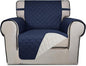 PureFit Reversible Quilted Sofa Cover, Water Resistant Slipcover Furniture Protector, Washable Couch Cover with Non Slip and Elastic Straps for Kids, Dogs, Pets (Chair, Navy/Ivory)