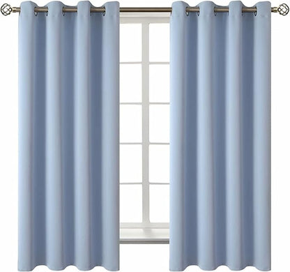 BGment Blackout Curtains for Living Room - Grommet Thermal Insulated Room Darkening Curtains for Bedroom, 2 Panels of 52 x 63 Inch, Spa Blue