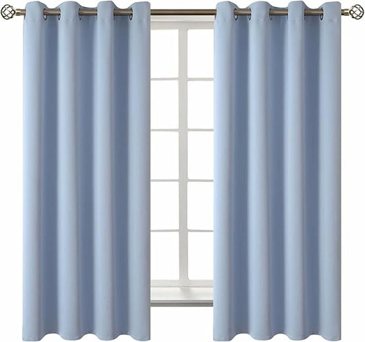 BGment Blackout Curtains for Living Room - Grommet Thermal Insulated Room Darkening Curtains for Bedroom, 2 Panels of 52 x 63 Inch, Spa Blue