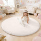 OLANLY Ivory Round Rugs for Bedroom - Machine Washable, 4 ft Circle Area Rugs for Living Room, Soft and Fluffy Shaggy Carpet for Teen Girls and Boys, Nursery Rooms, Dorms, Home Decor Aesthetic