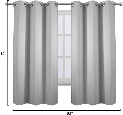 LEMOMO Light Grey Blackout Curtains 42 x 63 Inch Length/Set of 2 Curtain Panels/Thermal Insulated Room Darkening Blackout Curtains for Bedroom