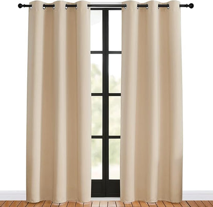 NICETOWN Room Darkening Draperies Window Curtain Panels, Biscotti Beige, 2 Panels, W42 x L80 -inch, Thermal Insulated Grommet Room Darkening Curtains for Bedroom