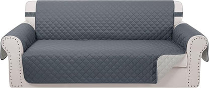 Reversible 4 Seater Sofa Cover 91 Inch Large Couch Cover Furniture Protector(Sofa XX-Large,Dark Blue/Light Grey)