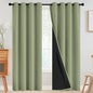 SimpleHome 100% Blackout Curtains for Bedroom,Thermal Insulated Sage Grommet Window Drapes Room Darkening Curtains for Living Room with Black Back,52 x 90 Inch,2 Panels