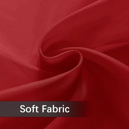 youleyar Solid Sheer Rod Pocket Curtain Voile Draperies 4 Panels White Beige Black Grey Ivory 52 Inch Width 45 Inch Long 1 Pair for Kitchen Bedroom Children Living Room Yard(Christmas Red,52 Wｘ45 L)