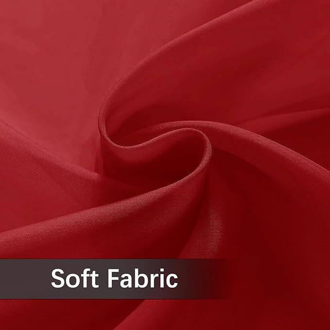 youleyar Solid Sheer Rod Pocket Curtain Voile Draperies 4 Panels White Beige Black Grey Ivory 52 Inch Width 84 Inch Long 1 Pair for Kitchen Bedroom Children Living Room Yard(Christmas Red,52 Wｘ84 L)