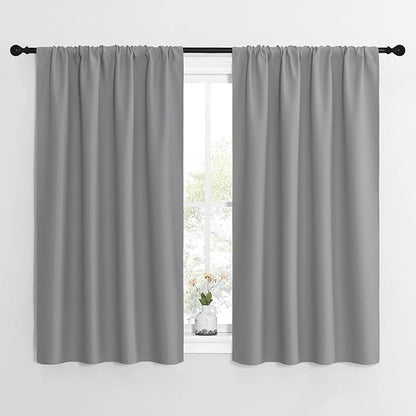NICETOWN Short Curtains for Small Window - Home Decoration Thermal Insulated Rod Pocket Blackout Blinds & Drapes for Small Windows (Silver Grey, 2 Panels, W42 x L54 -Inch)
