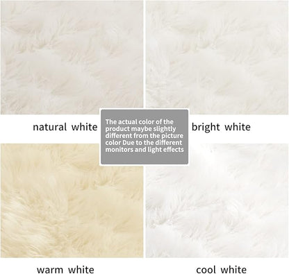 White Fluffy Rug for Bedroom, 2'X6' Faux Fur Rug for Runner, Soft Shag Rug for Sofa Couch Cushion, Cozy Shaggy Fuzzy Plush Floor Carpet for Nursery, Cute Bedside Dorm Home Decor Rectangle