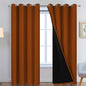 Yakamok Orange 100% Blackout Curtains, Total Blackout Lined Curtain Panels for Bedroom, 2 Thick Layers Grommet Top Thermal Insulated Blackout Drapes for Living Room(52Wx96L, Burnt Orange, 2 Panels)