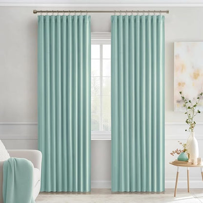 MIULEE Aqua Back Tab Blackout Curtains 72 Inches Long 2 Panels Set for Living Room Bedroom Privacy, Rod Pocket/Pinch Pleat Thermal Insulated Room Darkening Pleated Light Blocking Drapes