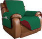 PureFit Reversible Quilted Sofa Cover, Water Resistant Slipcover Furniture Protector, Washable Couch Cover with Non Slip and Elastic Straps for Kids, Dogs, Pets (Oversized Recliner, Green/Red)