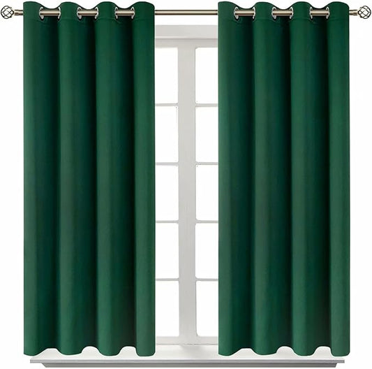 BGment Blackout Curtains - Grommet Thermal Insulated Room Darkening Bedroom and Living Room Curtain, Set of 2 Panels (52 x 54 Inch, Emerald)
