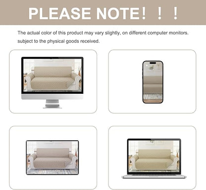Reversible Sofa Covers Couch Cover Furniture Protector for Dogs Elastic Straps Water Resistant(Sofa,Sand/Beige)