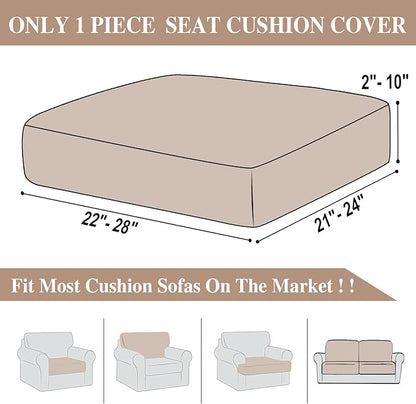 Couch Cushion Cover Seat Cushion Cover Stretch Armchair Cover Separate Sectional Sofa Slipcovers Furniture Protector(1 Piece for Seat or Sofa Backrest, Khaki)