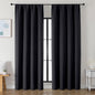 Simplebrand Ava Halloween Black Blackout Curtains for Bedroom 90 Inches Long 2 Panels Set, Solid Privacy Energy Saving Living Room Window Treatment Curtains Blackout Drapes, W50 x L90 Inch, Black