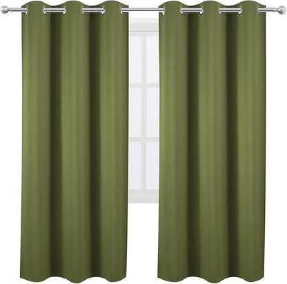 LEMOMO Olive Green Thermal Blackout Curtains/42 x 72 Inch/Set of 2 Panels Room Darkening Curtains for Bedroom