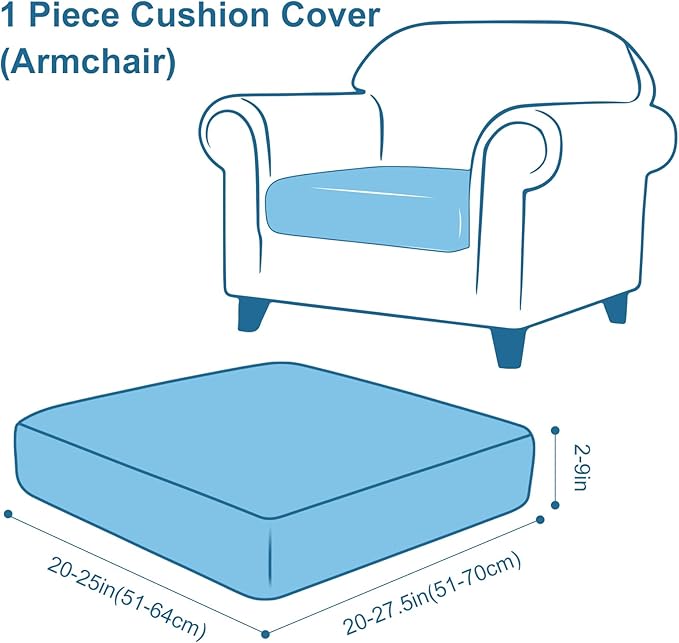 Smiry Printed Couch Cushion Covers, Stretch Soft Couch Covers for Sofa, Washable Non-Slip Sofa Slipcover Furniture Protector for Indoor and Outdoor (1 Pack, Grey and Black)