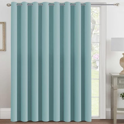 H.VERSAILTEX Blackout Patio Curtains 100 x 96 Inches for Sliding Door Extral Wide Blackout Curtain Panels Thermal Insulated Room Divider - Grommet Top, 8' Tall by 8.5' Wide - Mineral Blue
