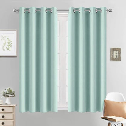 Yakamok Room Darkening Grommet Window Drapes Thermal Insulated Light Blocking Blackout Curtains for Bedroom(52Wx54L,Aqua,2 Panels)