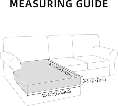 hyha Waterproof Sectional Couch Covers, Non Slip Sofa Couch Cushion Covers L Shape, Thick Stretch Jacquard Fabric, Washable Sofa Slipcovers with Elastic Bottom (1 Piece for Chaise XL, Grey)