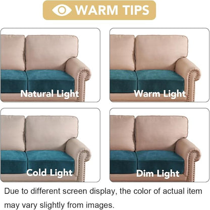 H.VERSAILTEX Velvet Stretch Couch Cushion Cover Plush Cushion Slipcover for Chair Loveseat Sofa Cushion Furniture Protector Seat Cushion Sofa Cover (3 Piece Sofa Cushion Covers, Deep Teal)