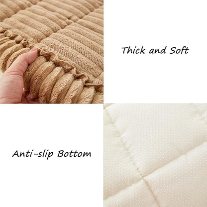 Couch Cover for Dogs Washable, Fuzzy Pet Couch Covers for 3 Cushion Sofa Pet Friendly, Non Slip Sofa Cover (Light Brown, 35" x 70.9"/90 x 180cm)