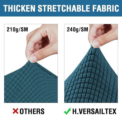 H.VERSAILTEX 4 Piece Stretch Sofa Covers for 3 Cushion Couch Covers for Living Room Furniture Slipcovers (Base Cover Plus 3 Seat Cushion Covers) Thicker Jacquard Fabric (Large Sofa, Deep Teal)