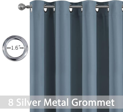 Yakamok Blackout Curtains Room Darkening Thermal Insulated with Grommet Window Curtain for Bedroom/Living Room(52Wx96L inch, Stone Blue, 2 Panels)