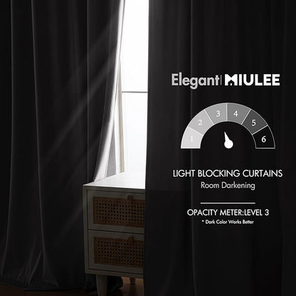 MIULEE Silver Gray Velvet Curtains 108 inches - Luxury Blackout Curtains for Bedroom Living Room Thermal Insulated Super Soft Window Drapes Rod Pocket & Back Tab, W52 x L108 inches, 2 Panels