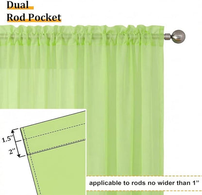 Aiyufeng Lime Sheer Curtains 84 Inches Long 2 Panels Set for Living Room, Light Filtering Window Sheer Drapes for Bedroom, Each 42" W x 84" L