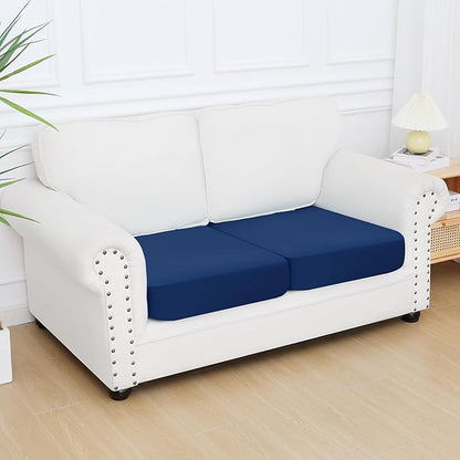 Smiry Printed Couch Cushion Covers, Stretch Soft Couch Covers for Sofa, Washable Non-Slip Sofa Slipcover Furniture Protector for Indoor and Outdoor (2 Pack, Navy)