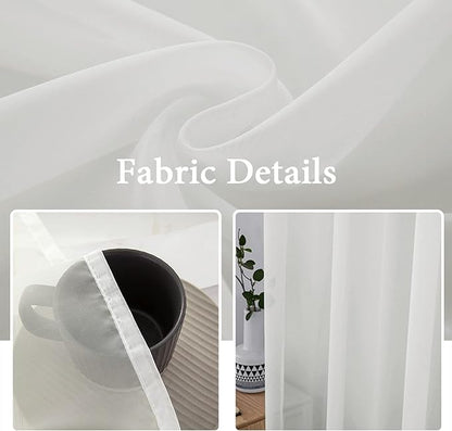 MIULEE Ivory Window Sheer Curtains for Bedroom Living Room Solid Elegant Net Drapes 2 Panels Width 38 x Length 63 Inches
