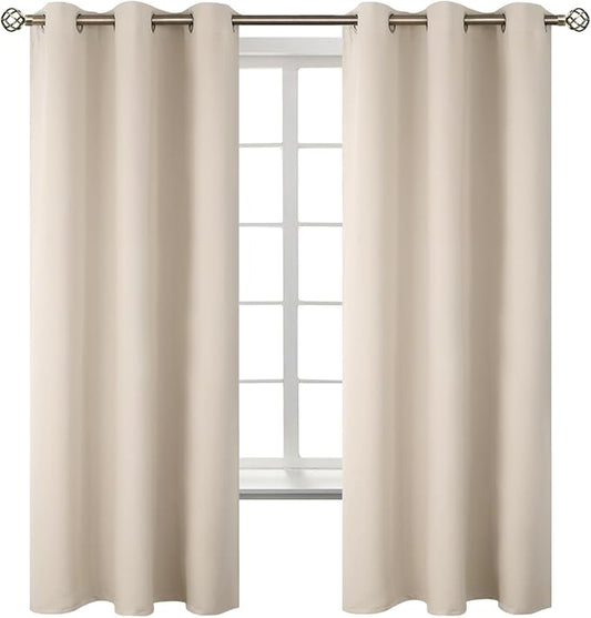 BGment Blackout Curtains - Grommet Thermal Insulated Room Darkening Bedroom and Living Room Curtains, Set of 2 Panels (38 x 63 Inch, Champagne)