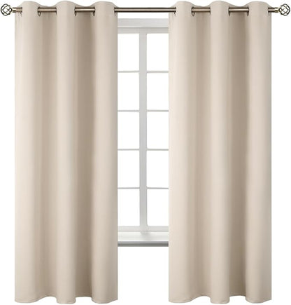 BGment Blackout Curtains - Grommet Thermal Insulated Room Darkening Bedroom and Living Room Curtains, Set of 2 Panels (42 x 72 Inch, Champagne)