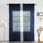 SpaceDresser Sheer Voile Window Treatment Rod Pocket Curtain Panels for Kitchen Bedroom Living Room Drapes Sunlight Filtering Privacy Semi Home Decor Assorted Colors Sizes (Navy, 52 W x 72 L)