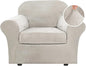 H.VERSAILTEX Rich Polyester Spandex Blend 2 Piece Cover Chair Slipcover Sofa Cover Furniture Protector Couch Soft with Elastic Bottom Chair Couch Cover with Arms Width Up to 49 Inch(Chair, Oatmeal)