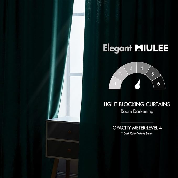 MIULEE Velvet Curtains 96 inches 2 Panels - Luxury Blackout Curtains for Bedroom Living Room Thermal Insulated Home Decor Super Soft Christmas Window Drapes Rod Pocket & Back Tab, Emerald Green