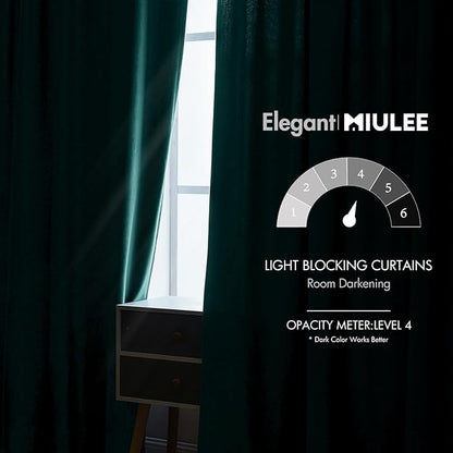 MIULEE Velvet Curtains 96 inches 2 Panels - Luxury Blackout Curtains for Bedroom Living Room Thermal Insulated Home Decor Super Soft Christmas Window Drapes Rod Pocket & Back Tab, Emerald Green