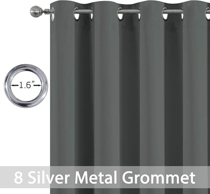 Yakamok Blackout Curtains Room Darkening Thermal Insulated Window Panels,Solid Grommet Top Drapes for Bedroom/Living Room(52Wx90L, Dark Grey, 2 Panels)