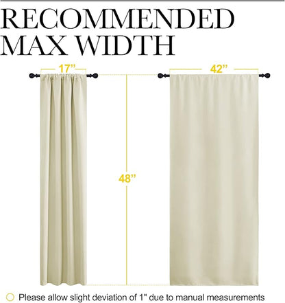 NICETOWN Blackout Curtains for Bedroom, Home Decorations Thermal Insulated Solid Rod Pocket Blackout Drapes for Cafe (Beige, One Pair, 42 x 48-inch)