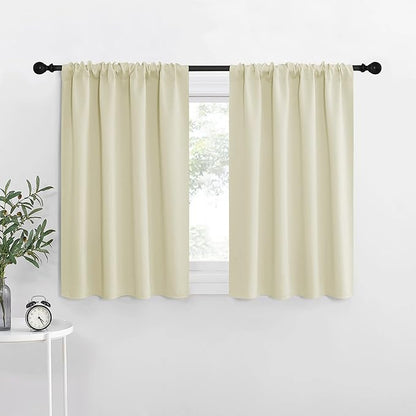 NICETOWN Kitchen Curtains, Short Blackout Curtains & Drapes, Small Window Draperies for Dining Room, Cupboard (Beige, 42 in x 36 in (W x L), Set of 2)