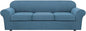 H.VERSAILTEX 4 Piece Stretch Sofa Covers for 3 Cushion Couch Covers for Living Room Furniture Slipcovers (Base Cover Plus 3 Seat Cushion Covers) Thicker Jacquard Fabric (Large Sofa, Dusty Blue)