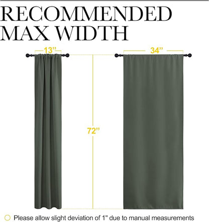 NICETOWN Bedroom Curtains Blackout Draperies - All Season Thermal Insulated Solid Rod Pocket Top Blackout Curtains/Drapes for Kid's Room (Dark Mallard, 1 Pair, 34 x 72 Inch)