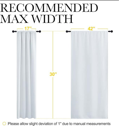 NICETOWN Greyish White Window Curtain Panels, RV Bunk Curtains, Thermal Insulated Rod Pocket Room Darkening Curtain Sets for Loft (Greyish White, 2 Panels, 42 in x 30 in (W x L))