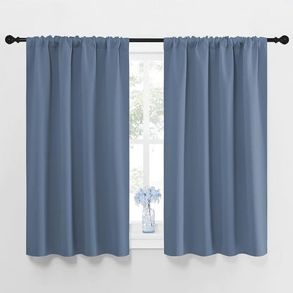 NICETOWN Blackout Curtains for Bedroom, Blackout Curtain Panels, Window Treatment Energy Saving Thermal Insulated Solid Rod Pocket Blackout Drapes/Draperies (Stone Blue, 1 Pair, 42 by 45-inch)