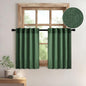 MIULEE Emerald Green Kitchen Curtains 24 Inch Length 2 Panels, Soft Thick Linen Textured Semi Sheer Light Filtering Short Cafe Tier Curtains for Small Half Window Back Tab Rod Pocket Christmas Decor