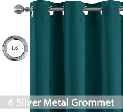 Yakamok Blackout Curtains for Bedroom 2 Panels Set 84 Inch Length Thermal Insulated Room Darkening Dark Black Out Drapery Grommet Window Treatments Drapes for Living Room, 38x84, Dark Teal